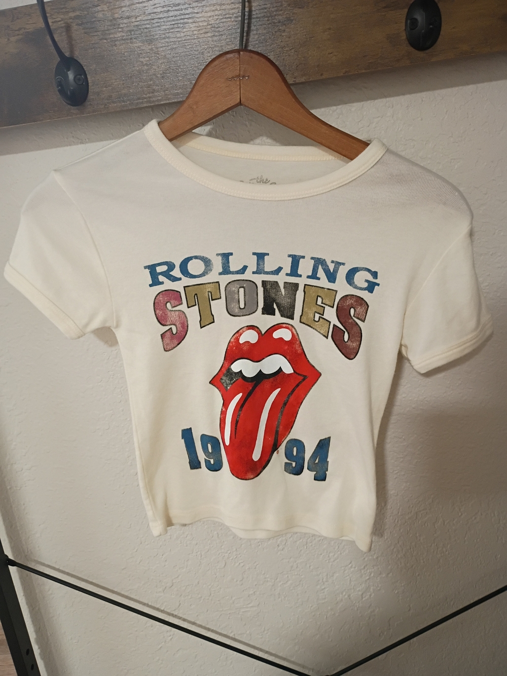 The Rolling Stones Cream Short Sleeve Tee with Red Tongue Graphic